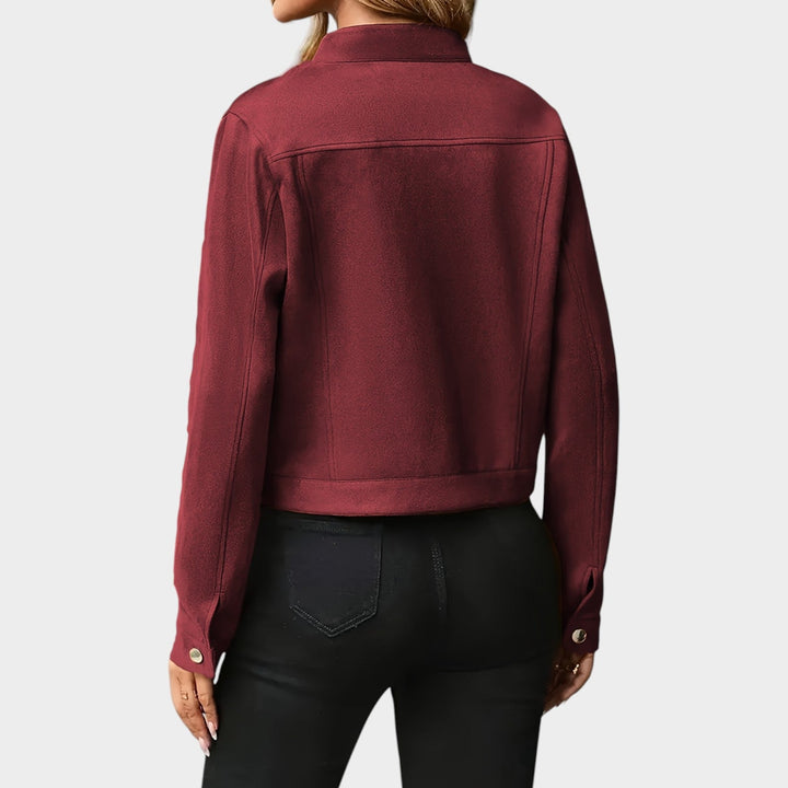Dames Leren Jas Casual Kort Met Knopen