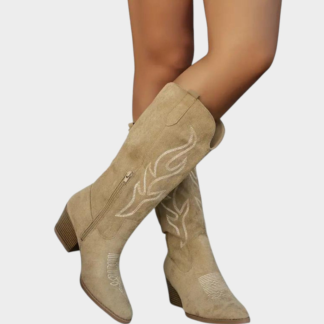 Dames Cowboylaarzen met Westerse Geborduurde Zijklep Sluiting
