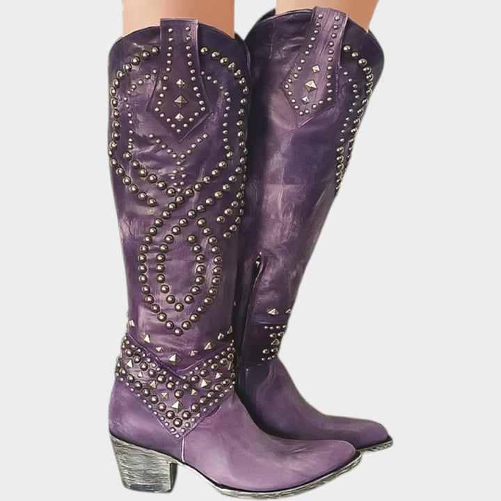 Dames Cowboylaarzen Western Studded Tot de Knie