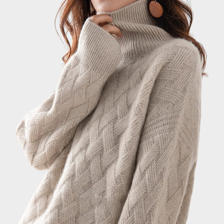Dames Kabelgebreide Trui Met Col Warm Relaxed Fit