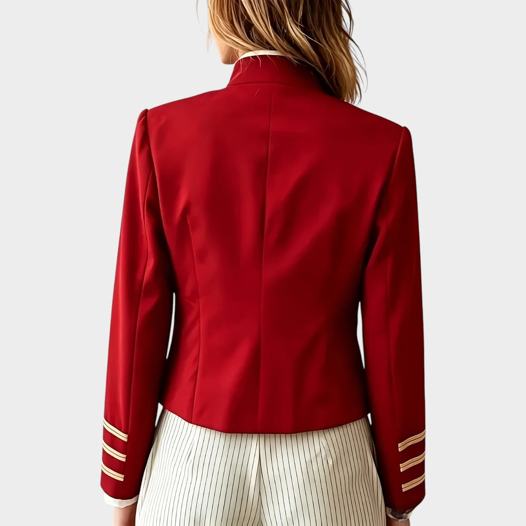 Dames Blazer Casual Militaire Stijl Gouden Knopen