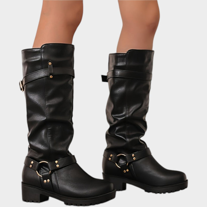 Dames Kniehoge Slouch Boots Klassieke Stijl Brede Pasvorm