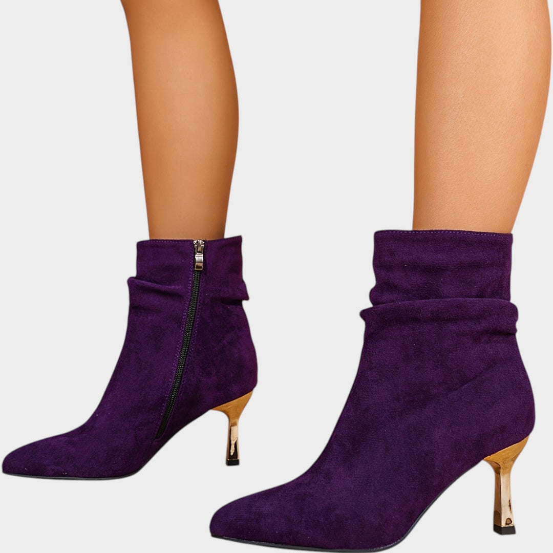 Dames Enkellaarsjes met Kitten Heel en Pluche Voering in Elegante Stijl