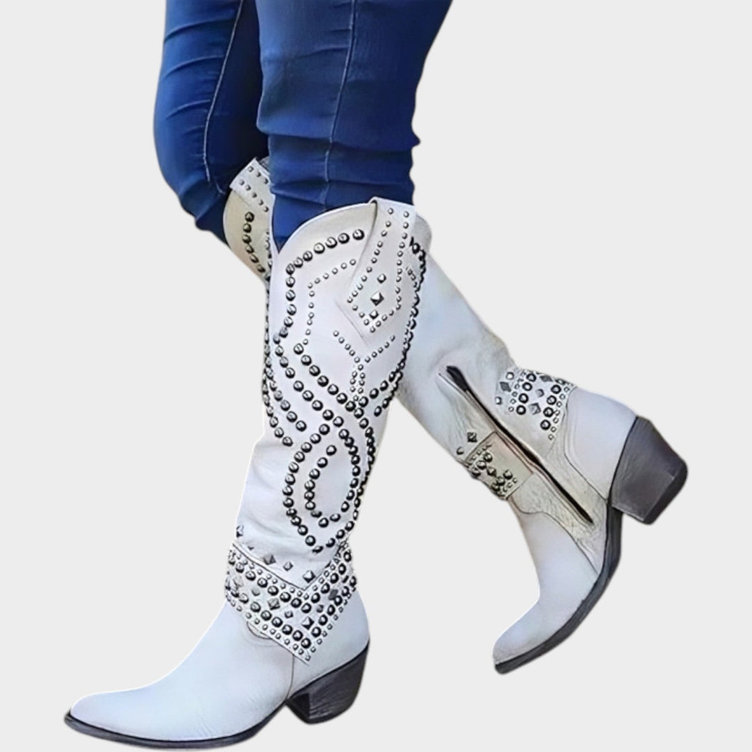 Dames Cowboylaarzen Westerse Studded Tot de Knie