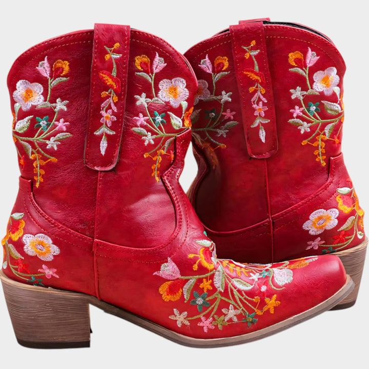 Dames Cowboylaarzen met Bloemenborduursel in Westerse Stijl