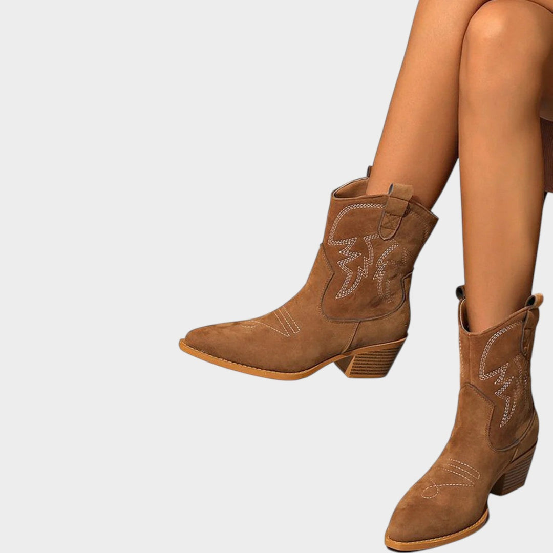 Dames Cowboylaarzen Westerse Geborduurde Blokhak