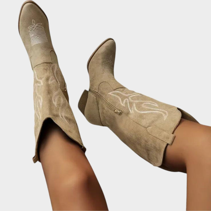 Dames Cowboylaarzen met Westerse Geborduurde Zijklep Sluiting