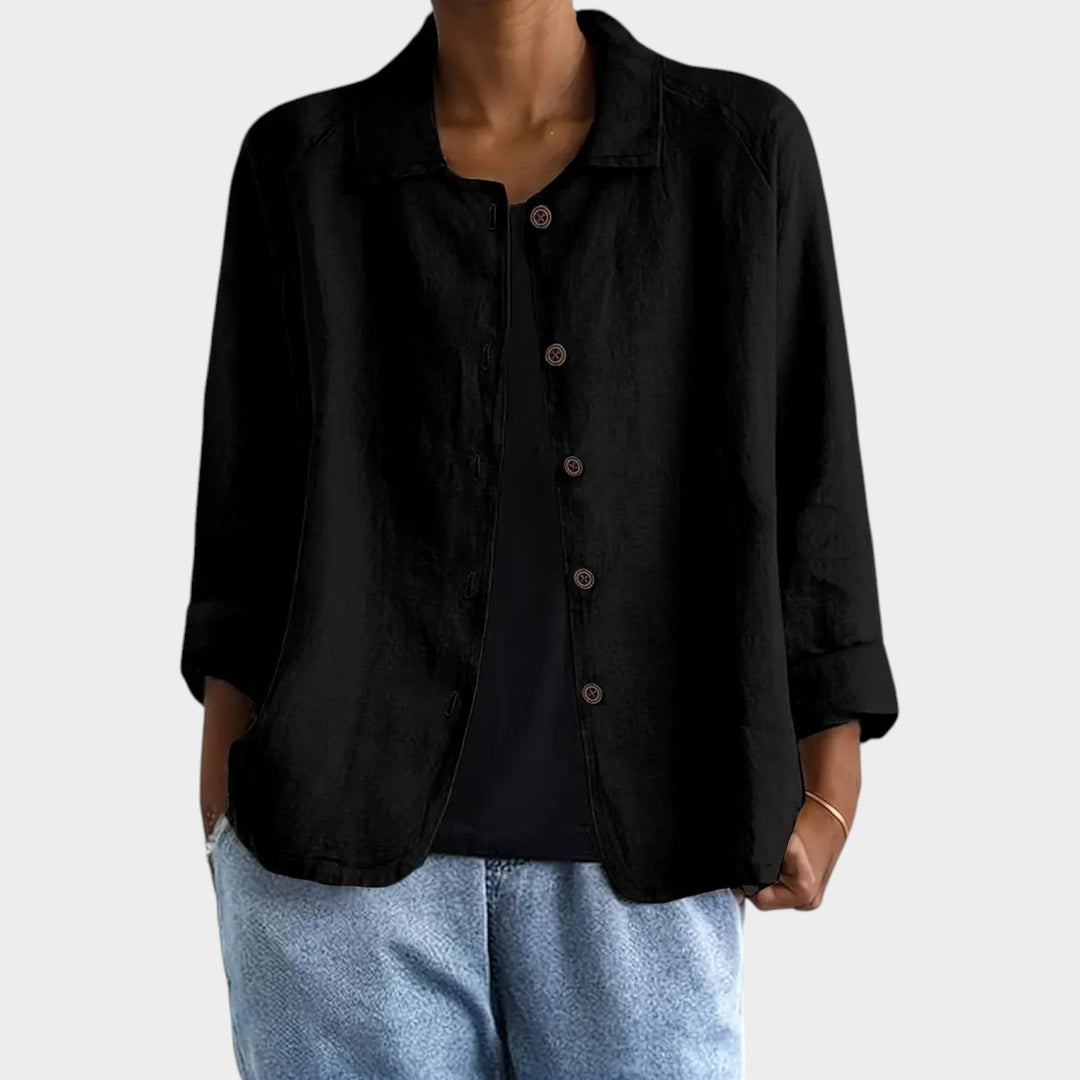 Dames Linnenmix Cardigan Relaxed Fit