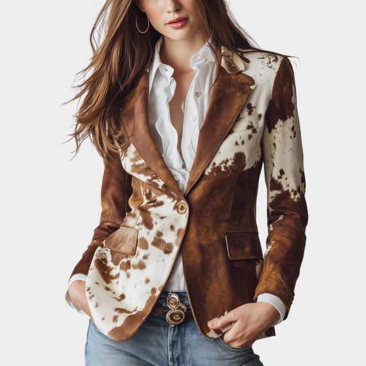 Dames Blazer Dierenprint Vintage Tailored
