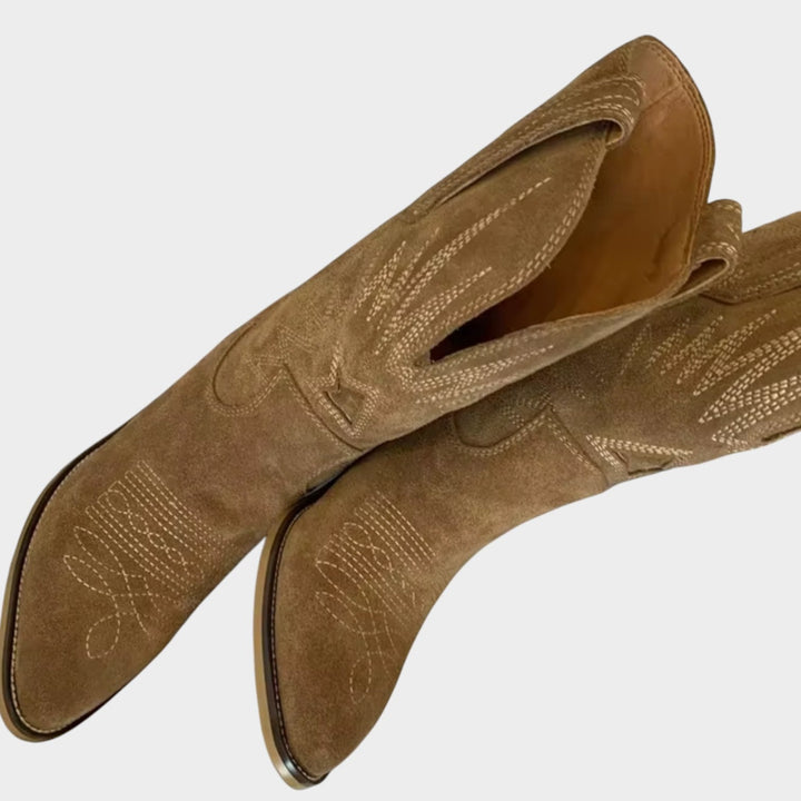 Dames Suède Cowboylaarzen met Vierkante Neus