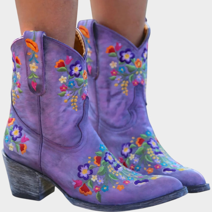 Dames Cowboylaarzen met Bloemenborduursel in Westerse Stijl