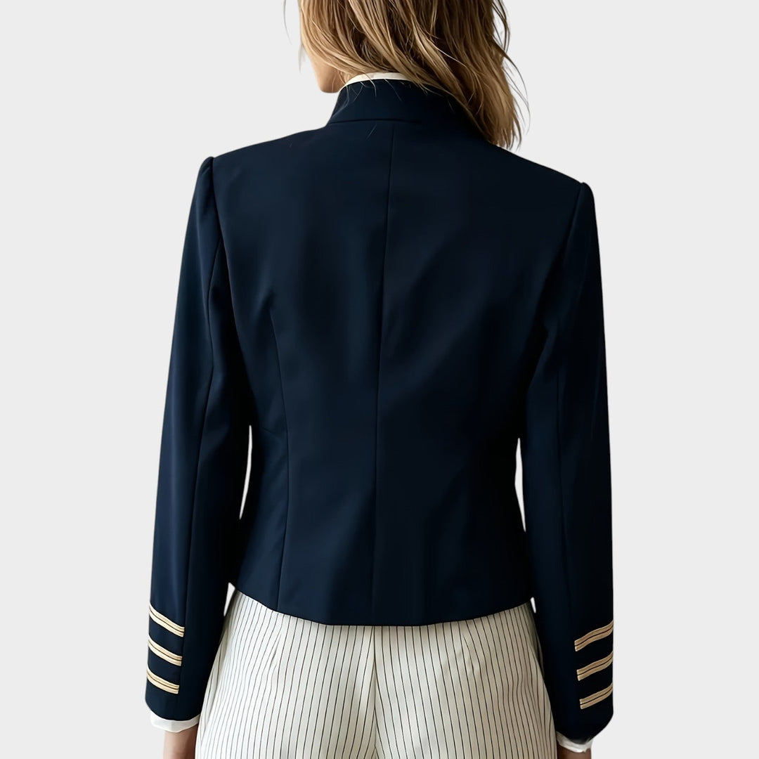 Dames Blazer Casual Militaire Stijl Gouden Knopen