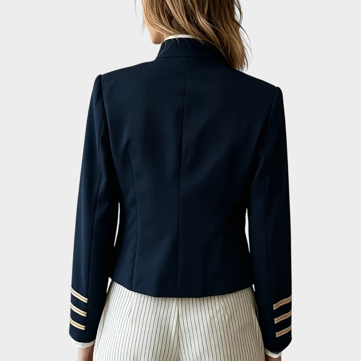 Dames Blazer Casual Militaire Stijl Gouden Knopen