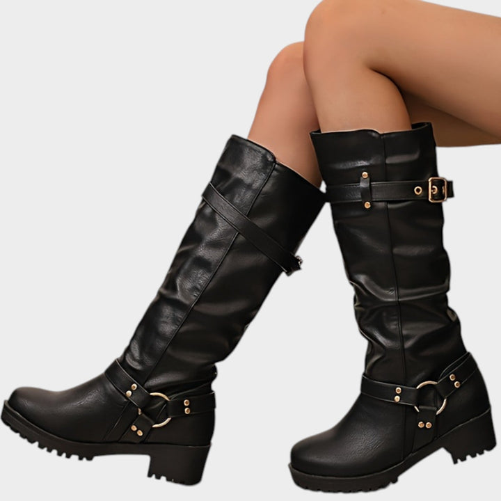 Dames Kniehoge Slouch Boots Klassieke Stijl Brede Pasvorm