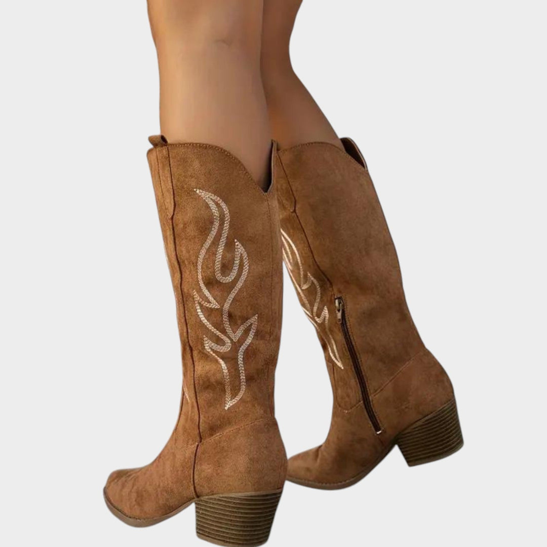 Dames Cowboylaarzen met Westerse Geborduurde Zijklep Sluiting