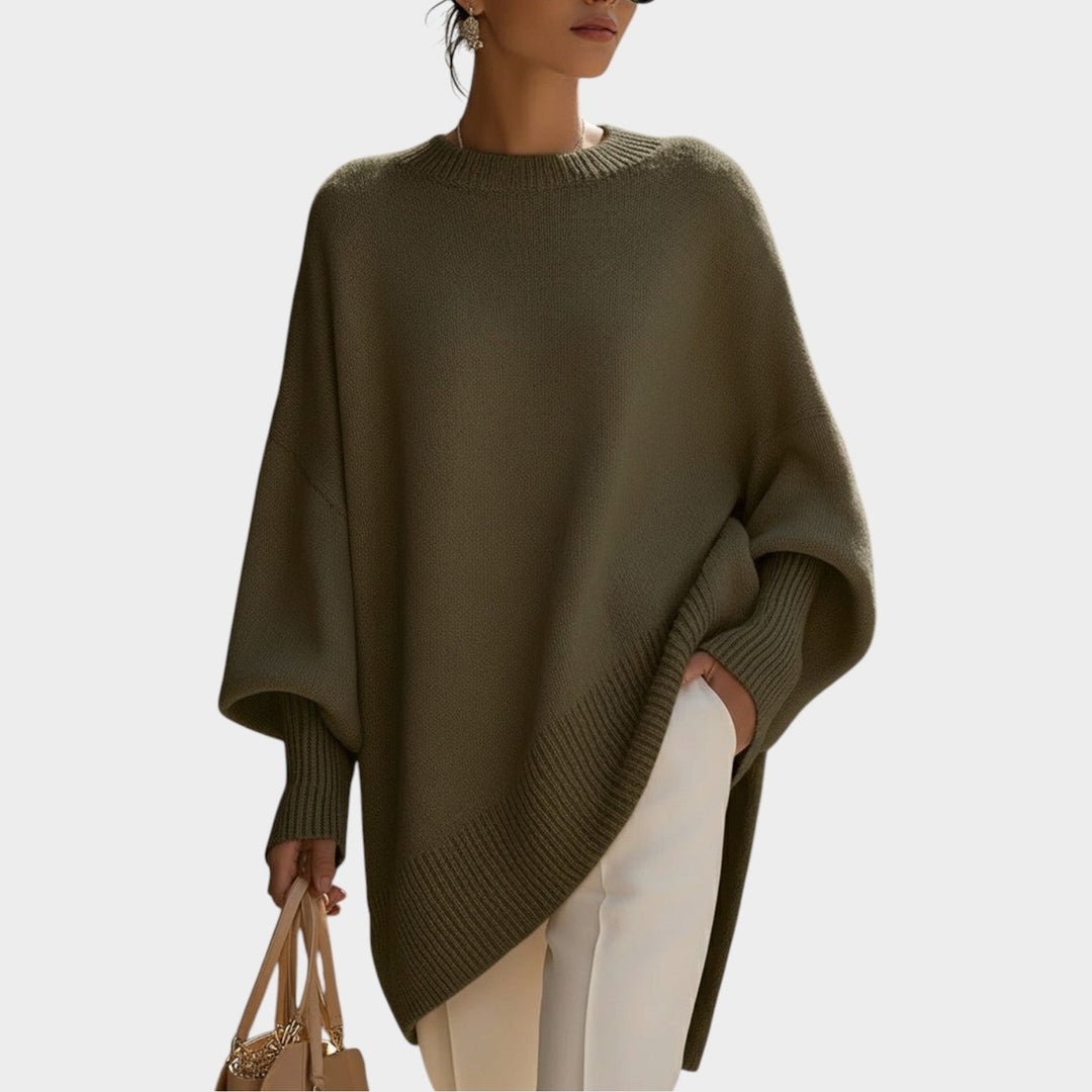 Dames Gebreide Trui Met Ronde Hals Oversized