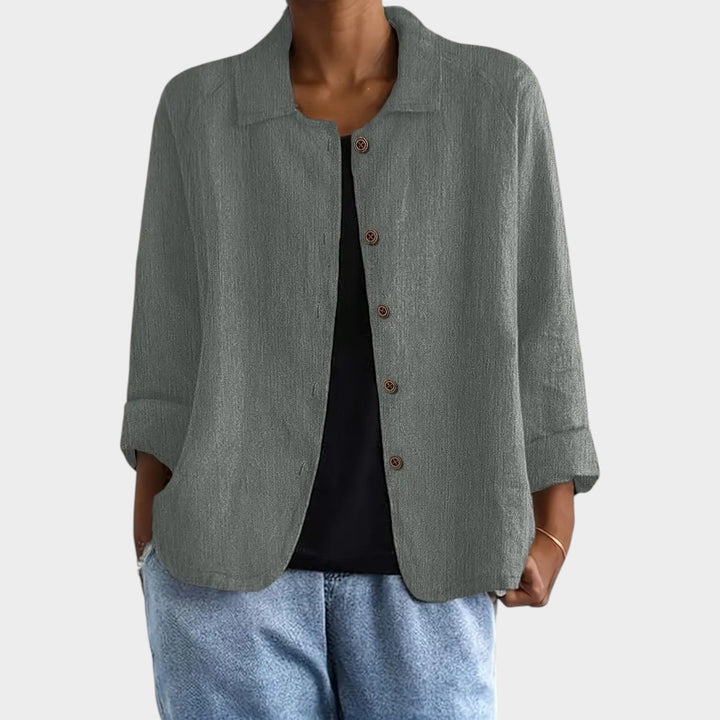 Dames Linnenmix Cardigan Relaxed Fit