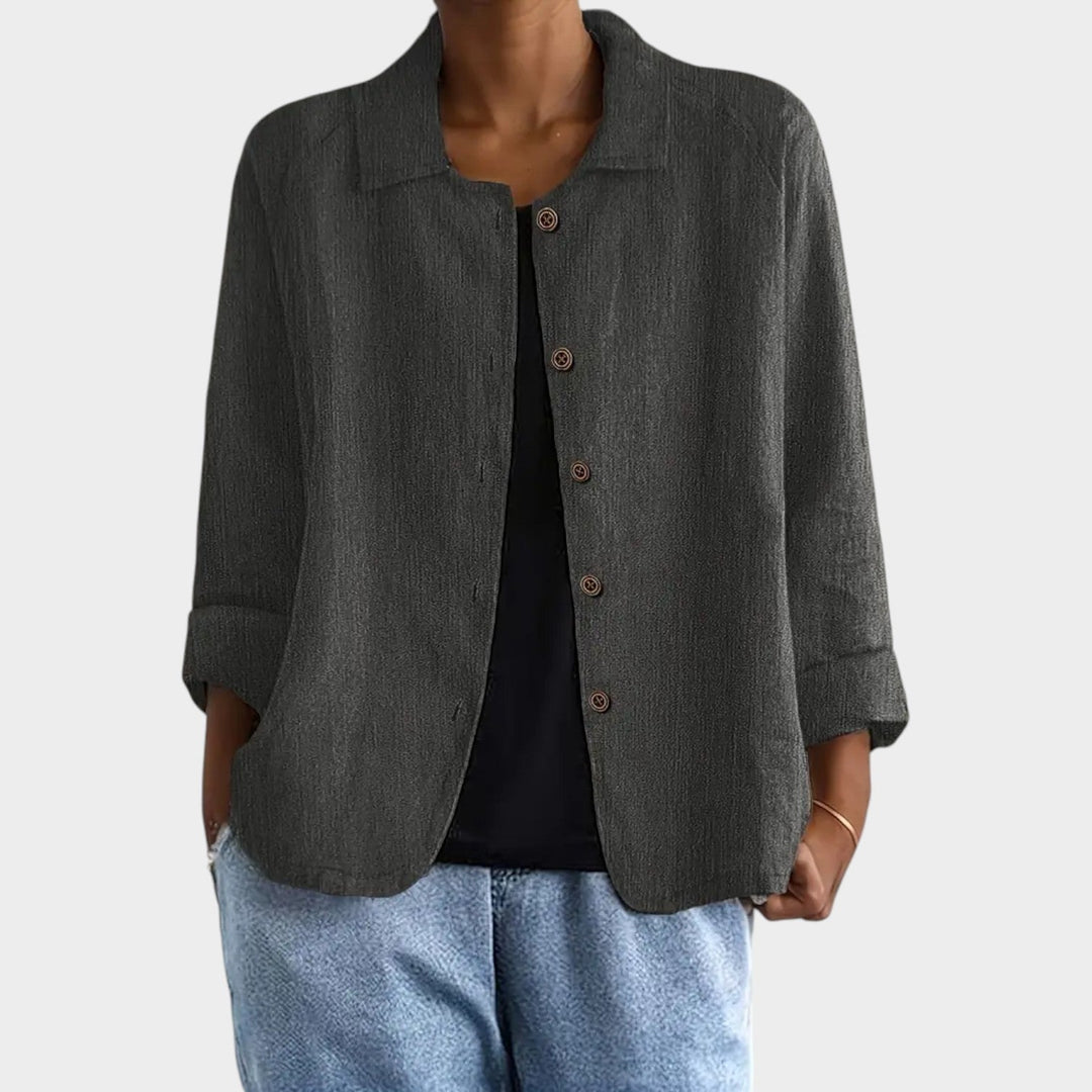 Dames Linnenmix Cardigan Relaxed Fit