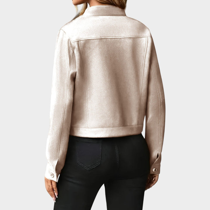 Dames Leren Jas Casual Kort Met Knopen