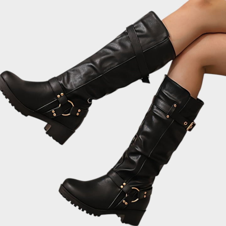 Dames Kniehoge Slouch Boots Klassieke Stijl Brede Pasvorm