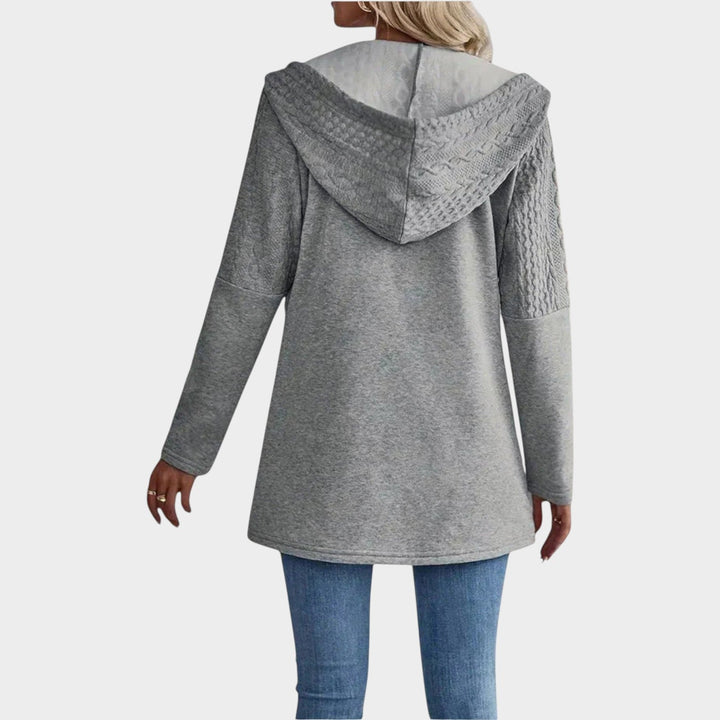 Dames Gebreide Cardigan Met Rits en Capuchon