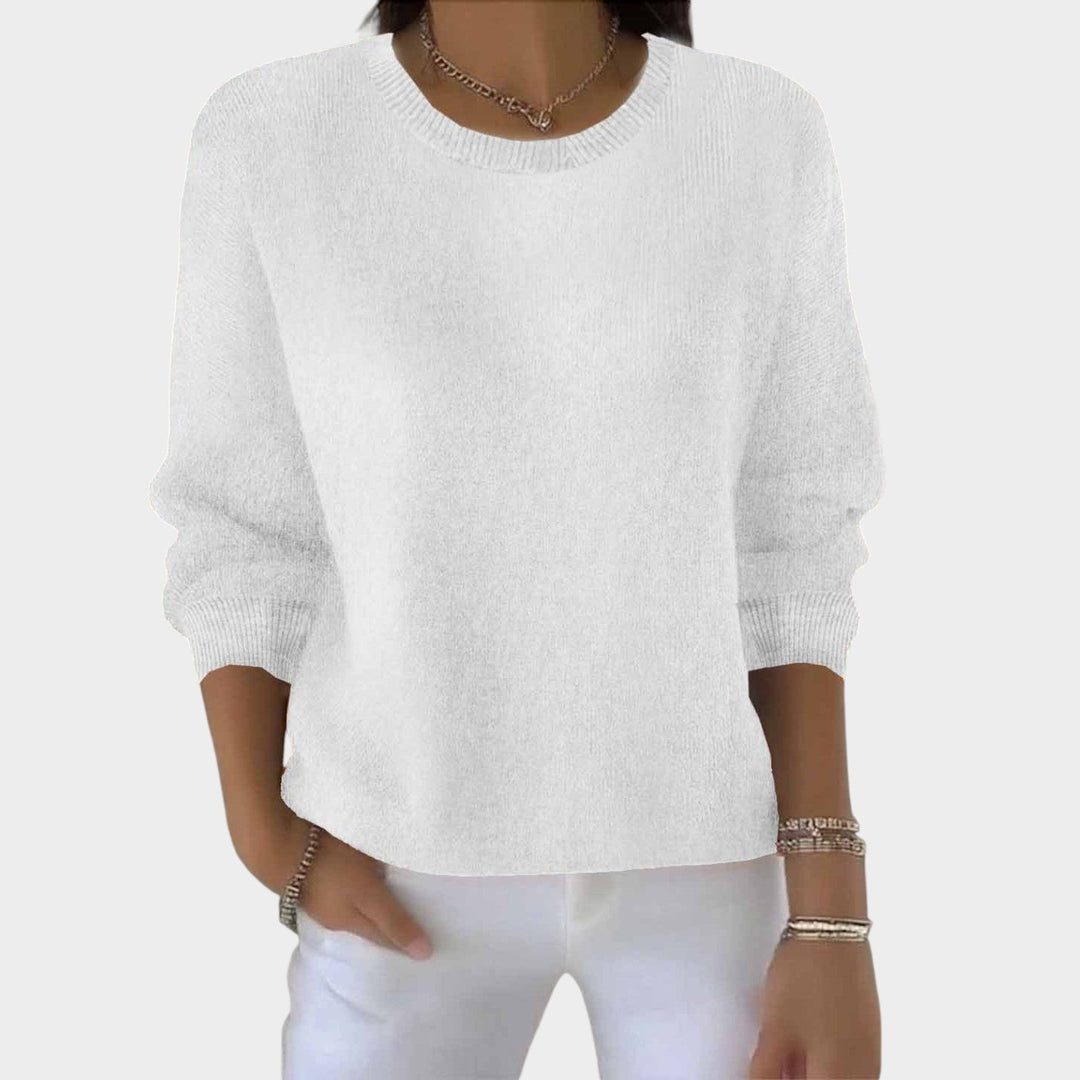 Dames Gebreide Trui Met Ronde Hals Relaxed Fit