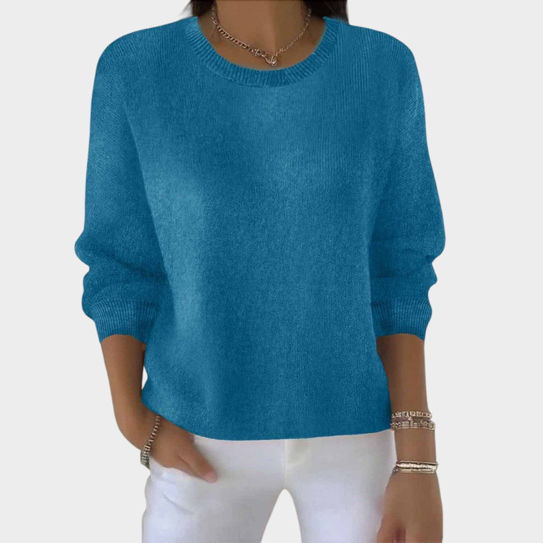 Dames Gebreide Trui Met Ronde Hals Relaxed Fit