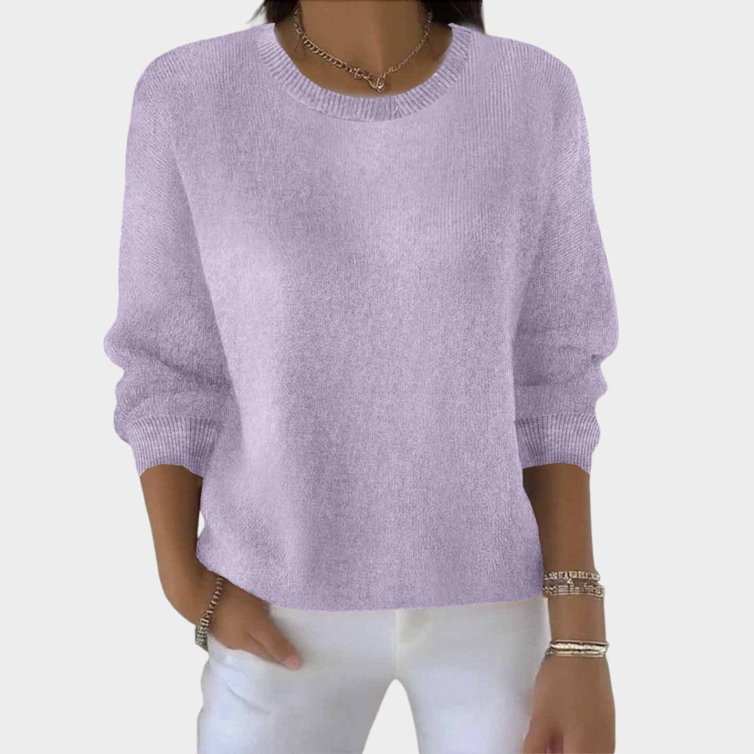 Dames Gebreide Trui Met Ronde Hals Relaxed Fit