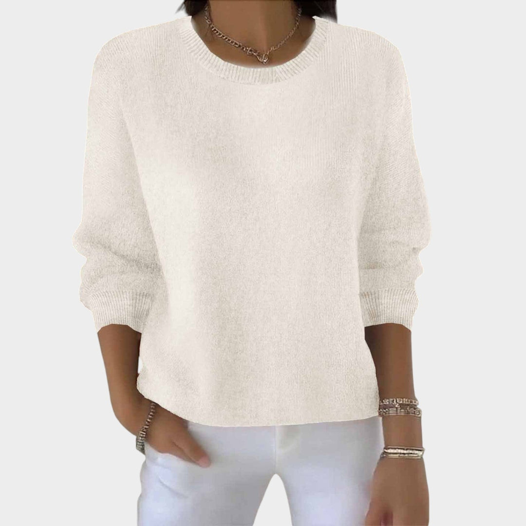 Dames Gebreide Trui Met Ronde Hals Relaxed Fit
