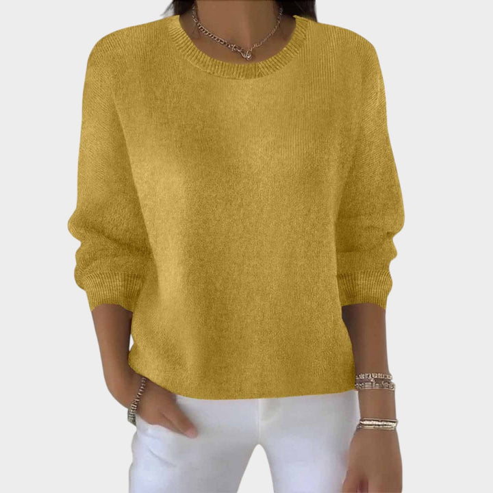 Dames Gebreide Trui Met Ronde Hals Relaxed Fit