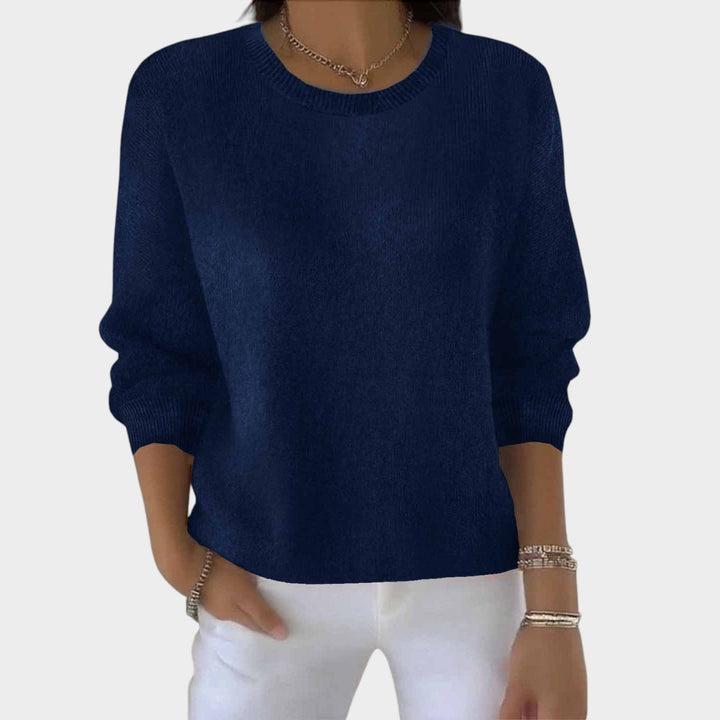 Dames Gebreide Trui Met Ronde Hals Relaxed Fit