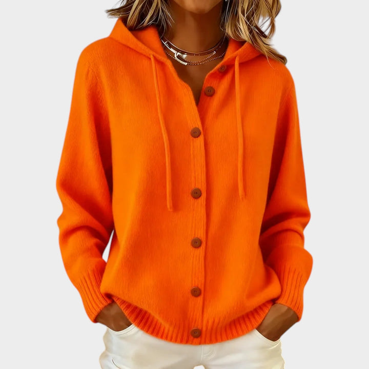 Dames Gebreide Cardigan met Capuchon en Knopen