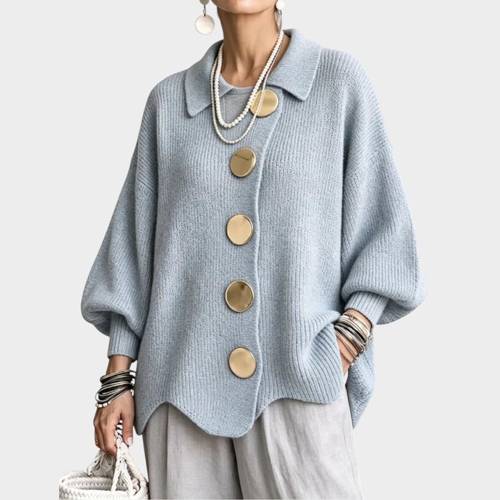 Dames Gebreide Cardigan Gouden Knopen Oversized