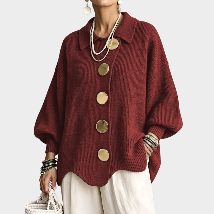 Dames Gebreide Cardigan Gouden Knopen Oversized