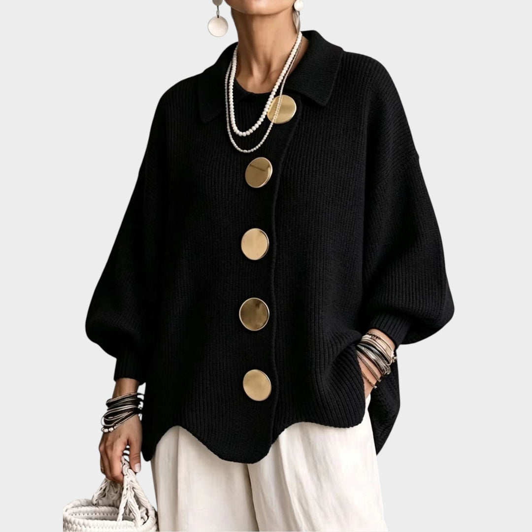 Dames Gebreide Cardigan Gouden Knopen Oversized