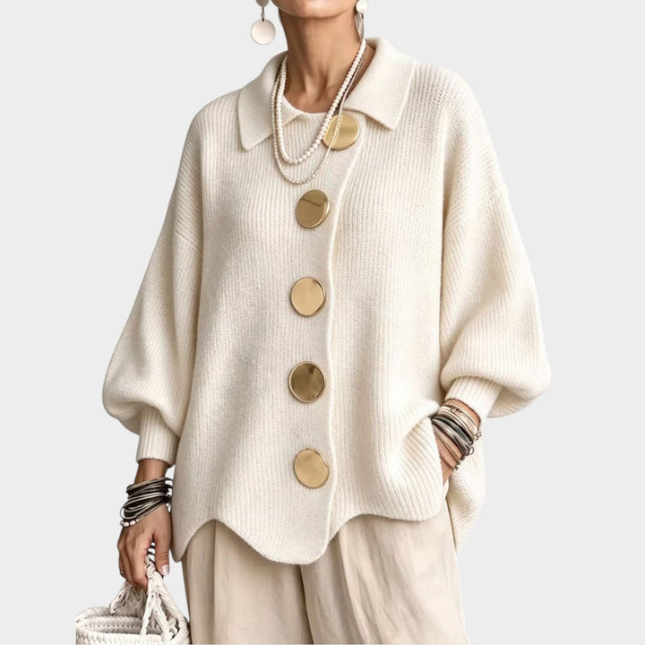 Dames Gebreide Cardigan Gouden Knopen Oversized