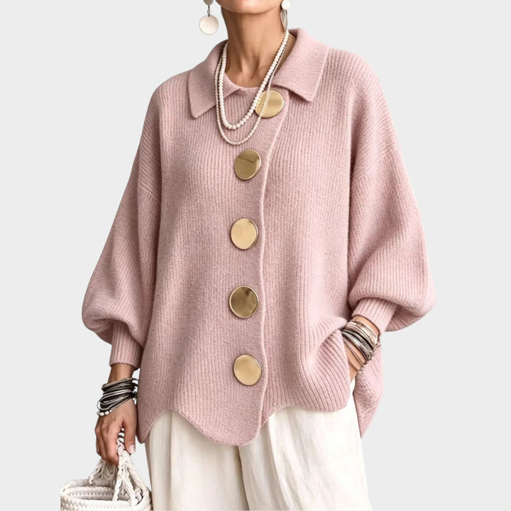 Dames Gebreide Cardigan Gouden Knopen Oversized