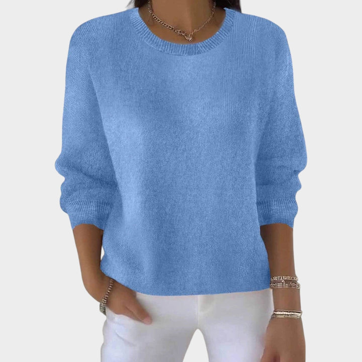 Dames Gebreide Trui Met Ronde Hals Relaxed Fit