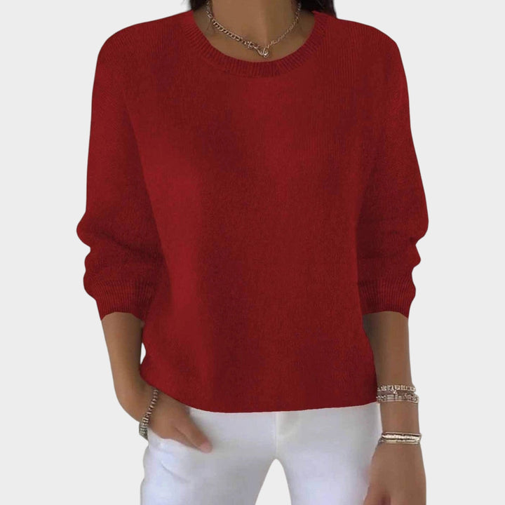 Dames Gebreide Trui Met Ronde Hals Relaxed Fit