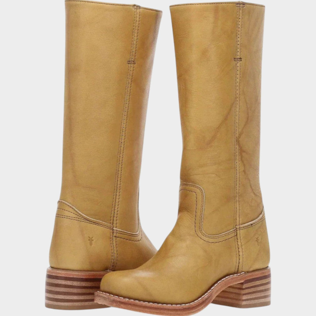 Dames Leren Kniehoge Cowboylaarzen met Blokhak