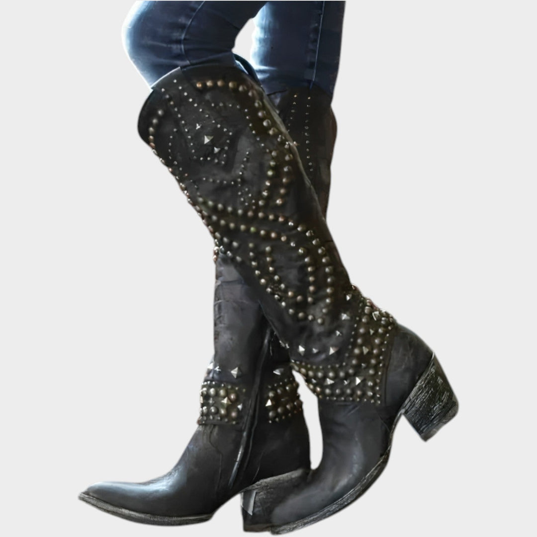 Dames Cowboylaarzen Westerse Studded Tot de Knie