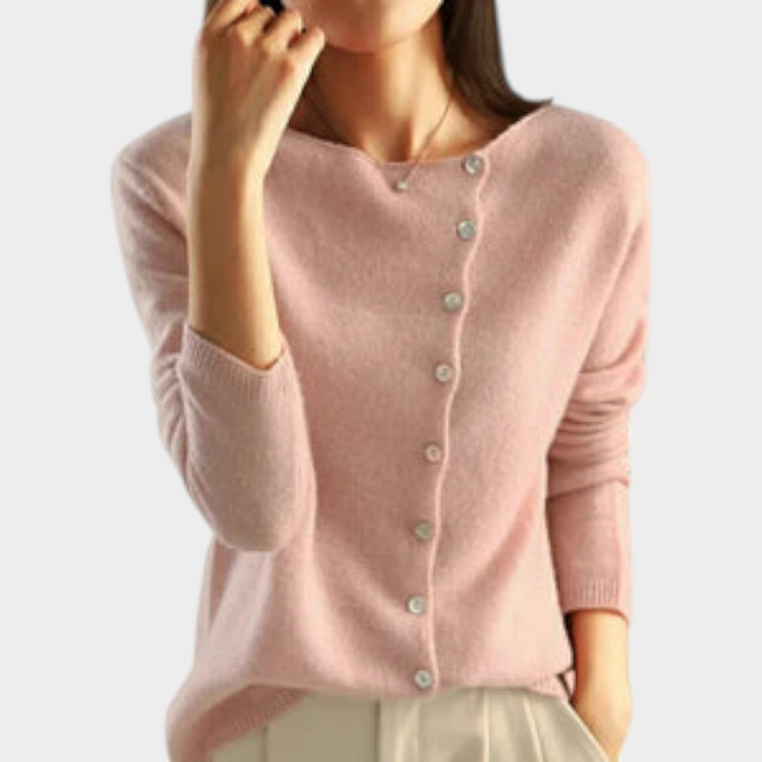Dames Gebreide Cardigan Off Shoulder Met Knopen