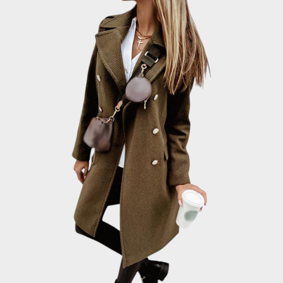 Dames Wol Coat Klassiek Veelzijdig Ontwerp
