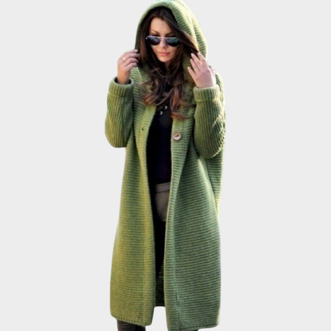 Dames Gebreide Cardigan Lange Schouderkraag Met Capuchon