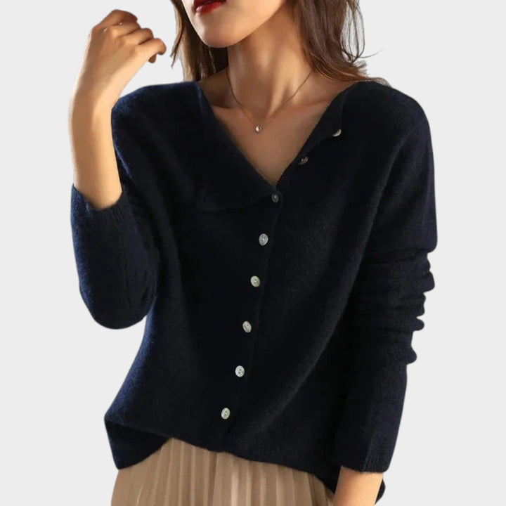 Dames Gebreide Cardigan Off Shoulder Met Knopen