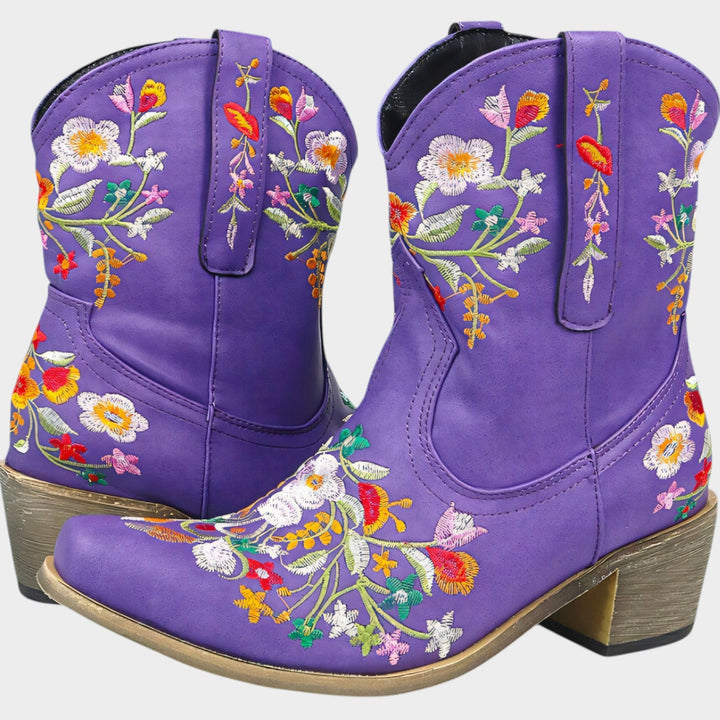 Dames Cowboylaarzen met Bloemenborduursel in Westerse Stijl