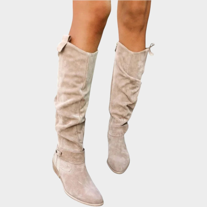 Dames Kniehoge Laarzen Casual Suède Slouch Lage Hak