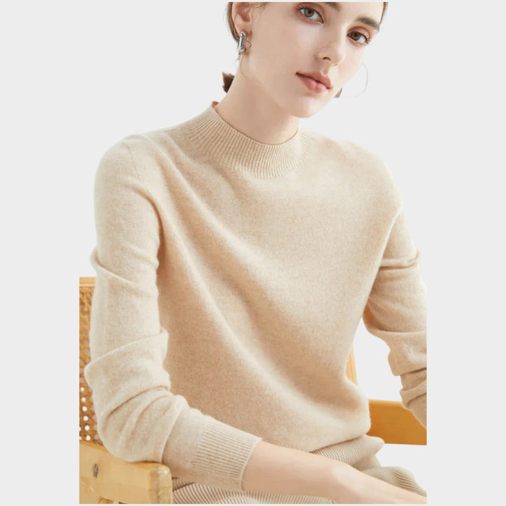 Dames Gebreide Trui Met Opstaande Kraag Relaxed Fit