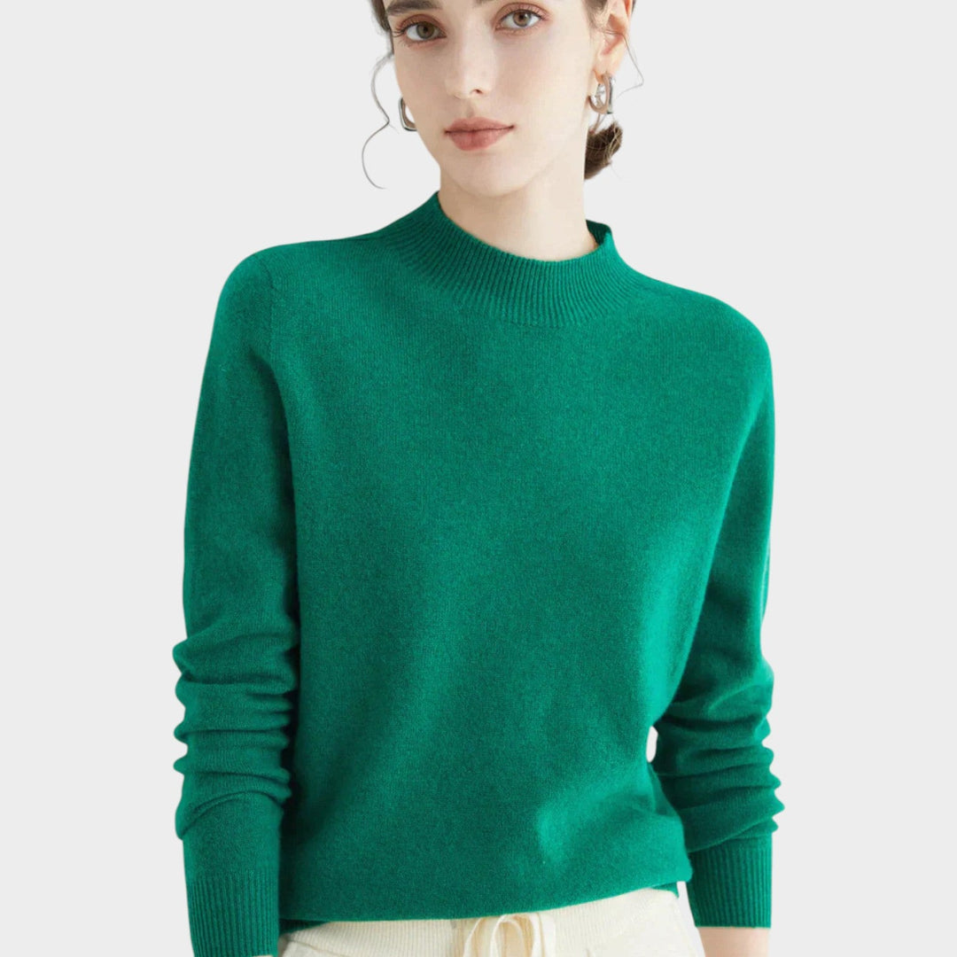 Dames Gebreide Trui Met Opstaande Kraag Relaxed Fit