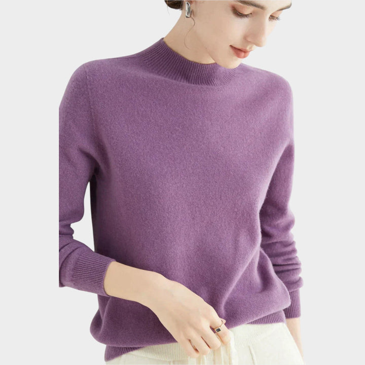 Dames Gebreide Trui Met Opstaande Kraag Relaxed Fit